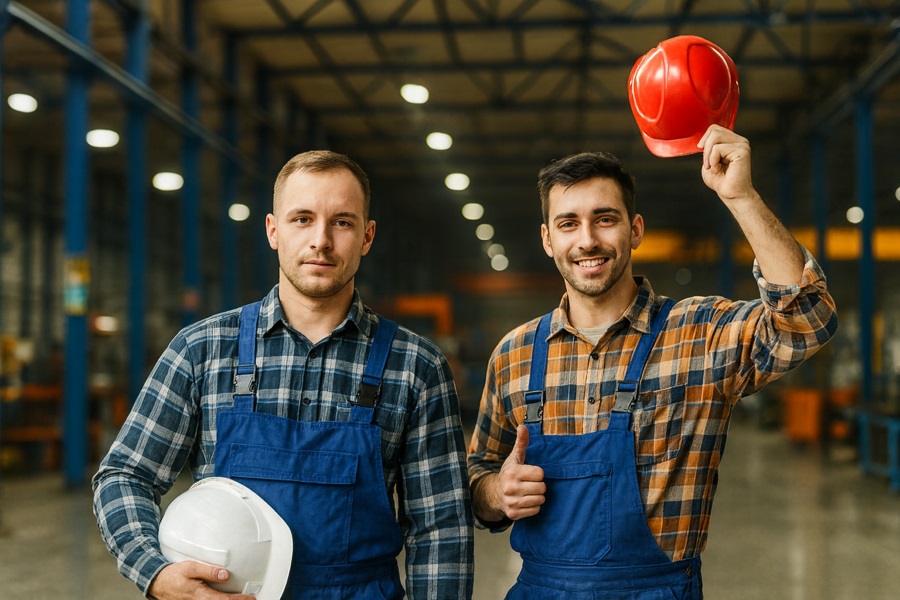 Два работника в цехе